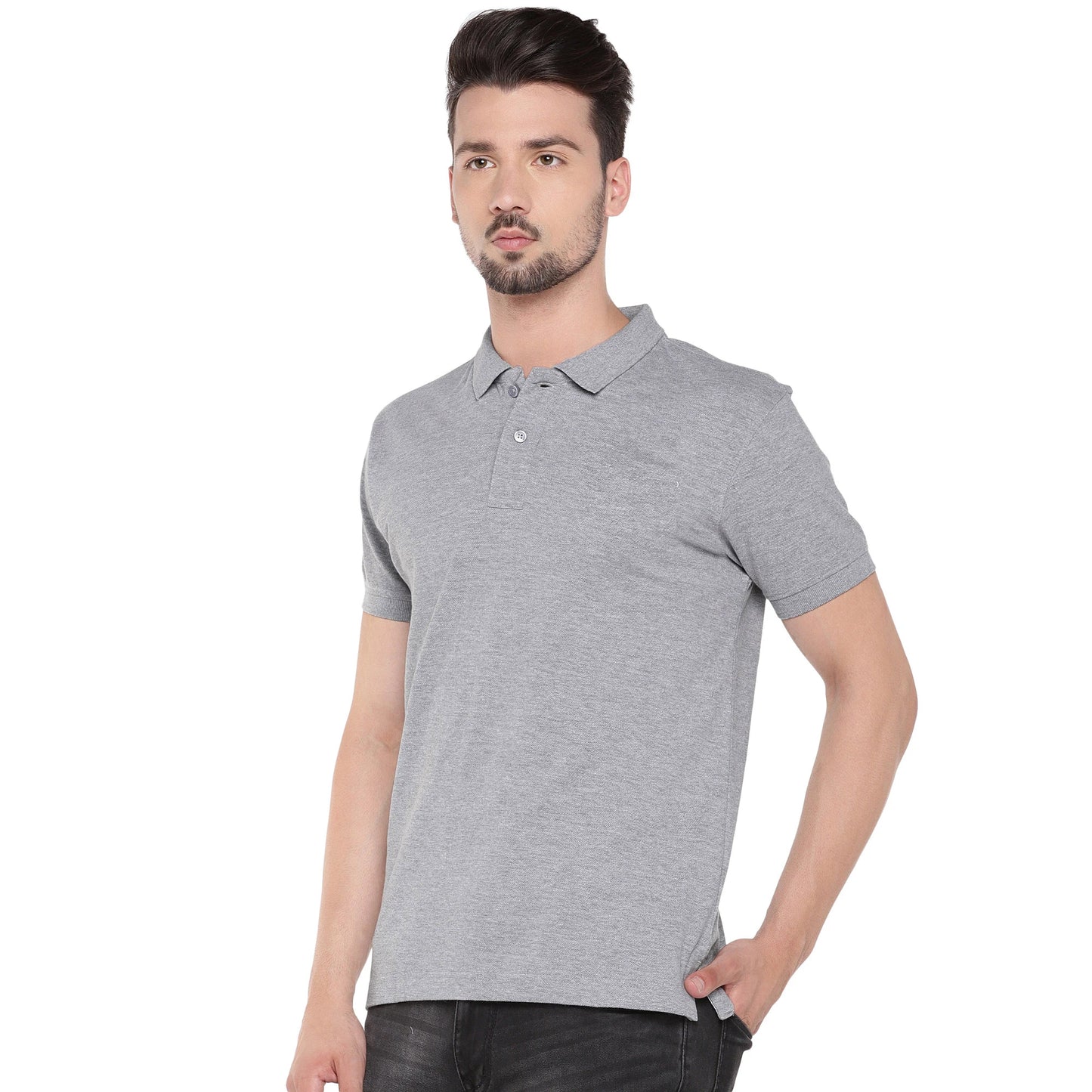 Cotton Blend Solid Half Sleeves Mens Polo T-Shirt